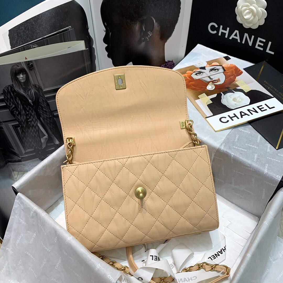 Chanel AS2478 Flap CC Wrapped Bag with Top Handle Apricot
