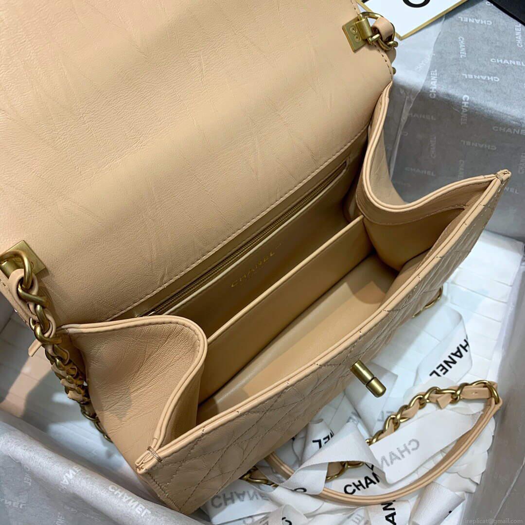 Chanel AS2478 Flap CC Wrapped Bag with Top Handle Apricot