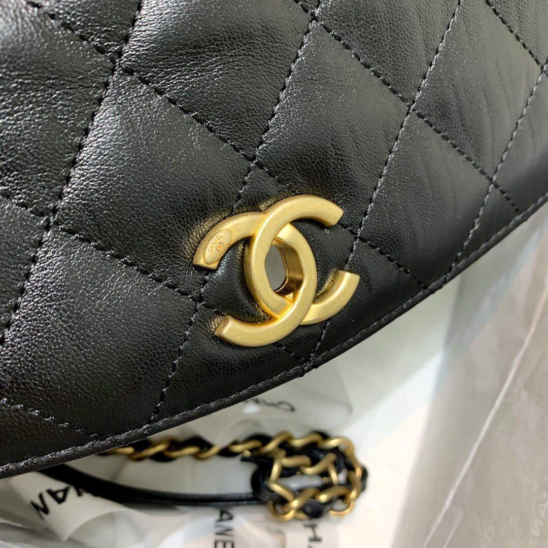 Chanel AS2478 Flap CC Wrapped Bag with Top Handle Black