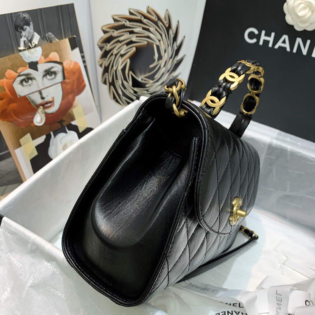 Chanel AS2478 Flap CC Wrapped Bag with Top Handle Black