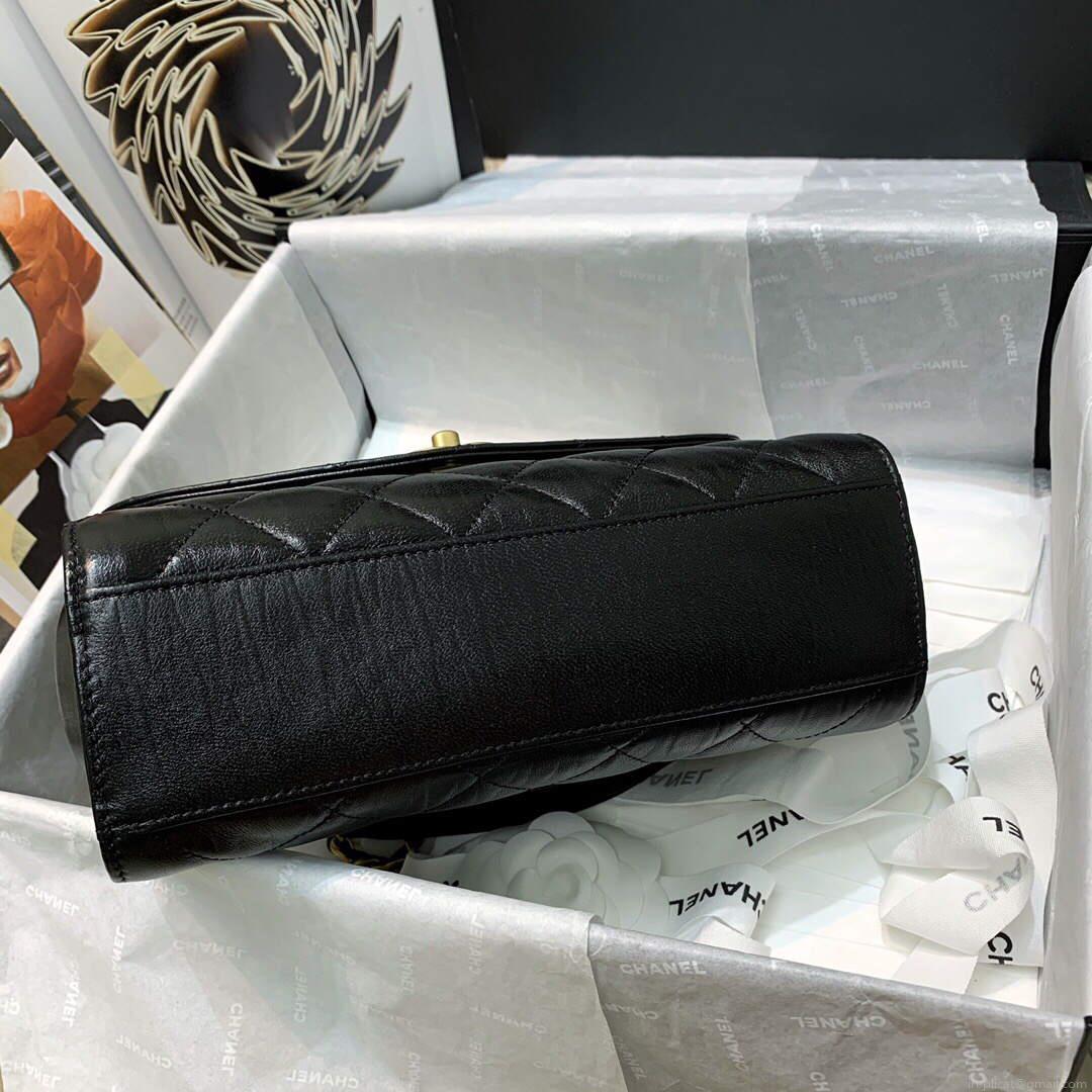 Chanel AS2478 Flap CC Wrapped Bag with Top Handle Black