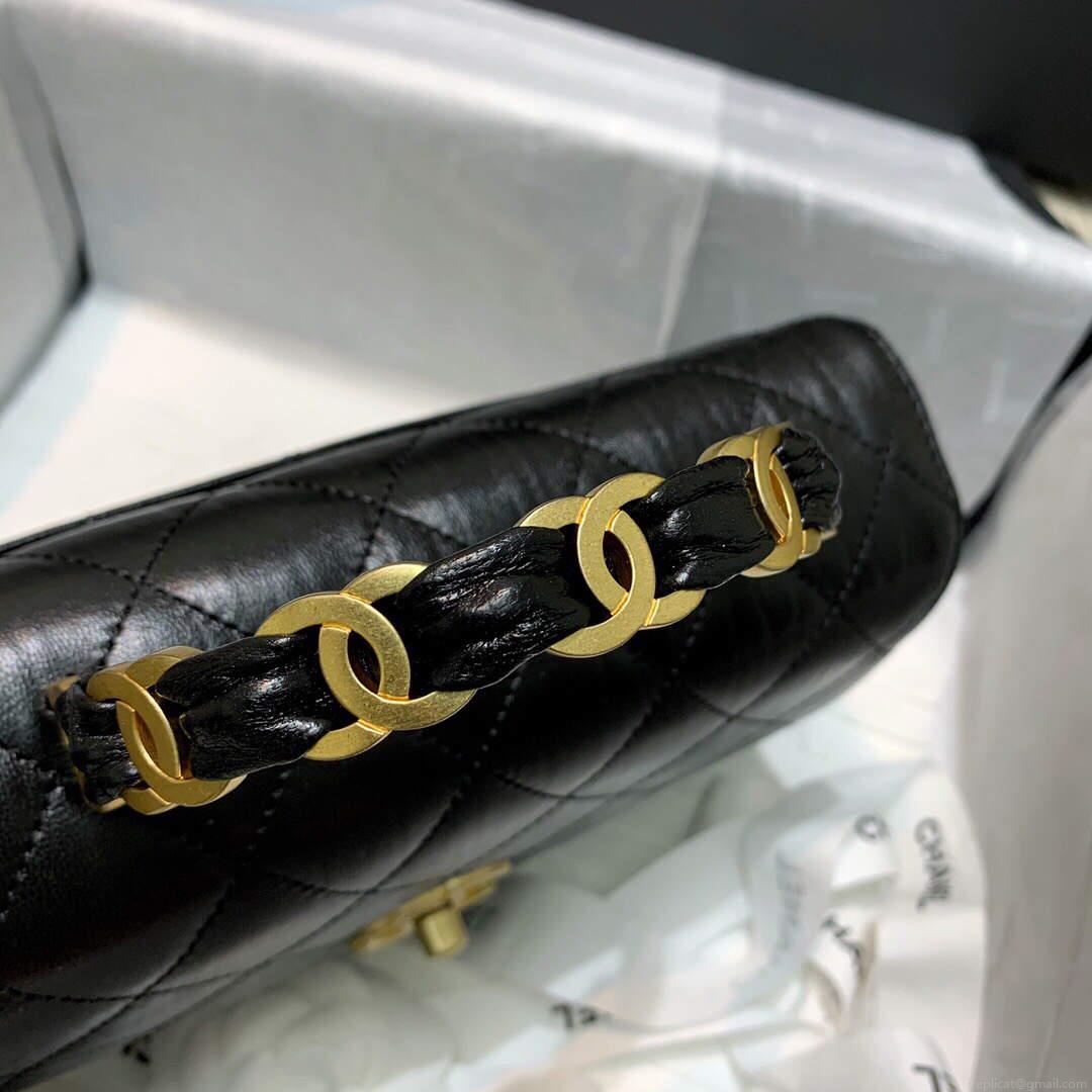 Chanel AS2478 Flap CC Wrapped Bag with Top Handle Black