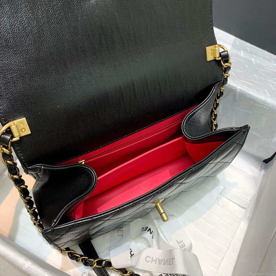 Chanel AS2478 Flap CC Wrapped Bag with Top Handle Black