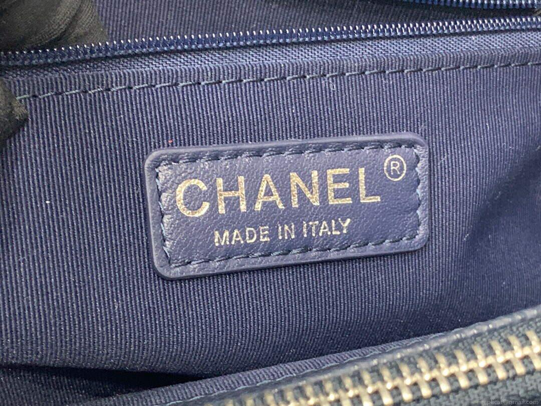Chanel A50995 Matelasse GST Chain Tote bag caviar Calfskin leather Navy Blue Silver