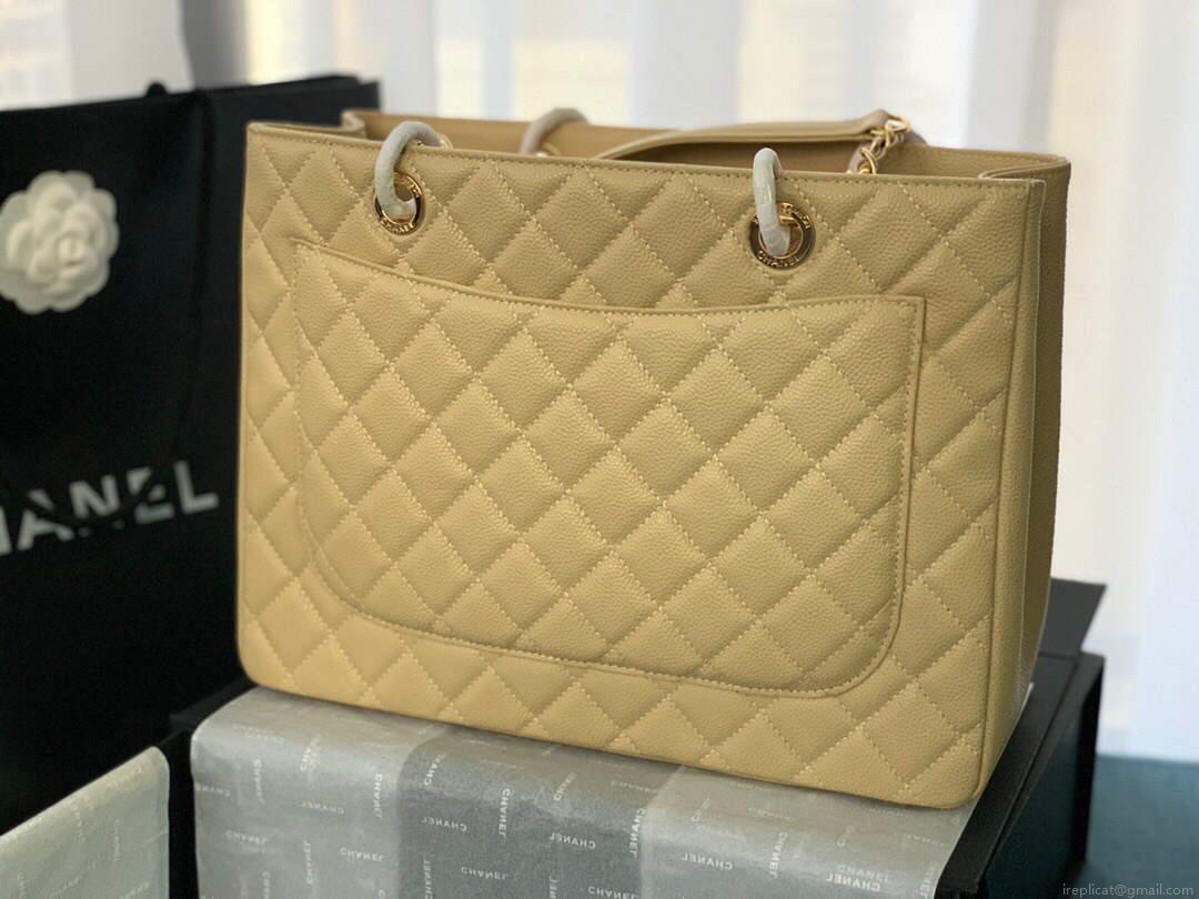 Chanel A50995 Matelasse GST Chain Tote bag caviar Calfskin leather Yellow Gold