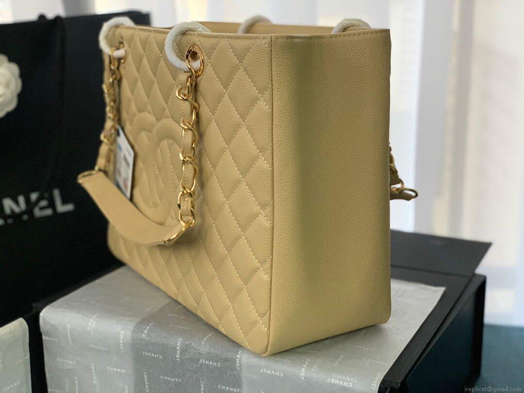 Chanel A50995 Matelasse GST Chain Tote bag caviar Calfskin leather Yellow Gold