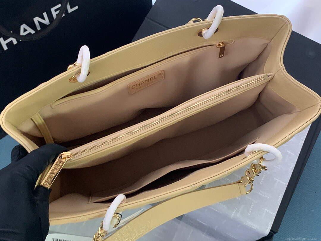 Chanel A50995 Matelasse GST Chain Tote bag caviar Calfskin leather Yellow Gold