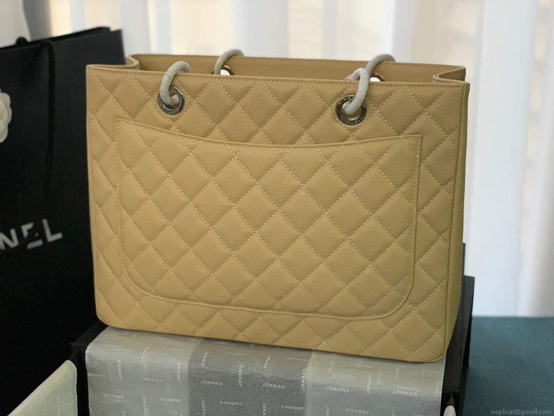 Chanel A50995 Matelasse GST Chain Tote bag caviar Calfskin leather Yellow Silver