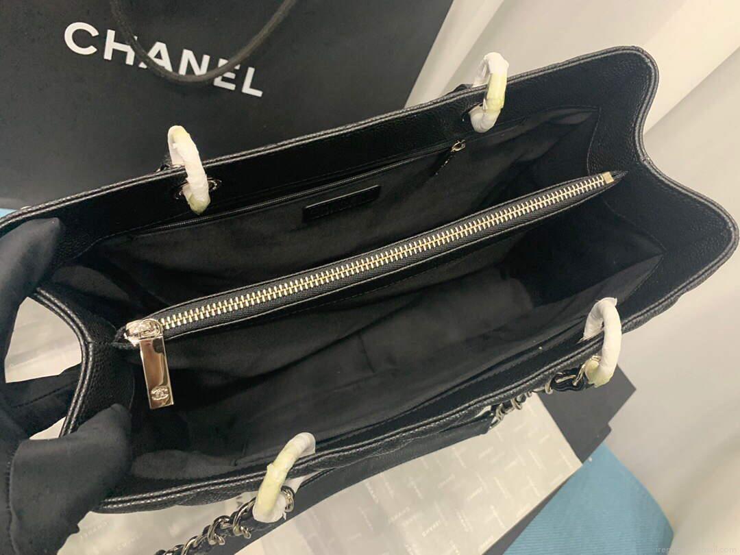 Chanel A50995 Matelasse GST Chain Tote bag caviar Calfskin leather Black Silver