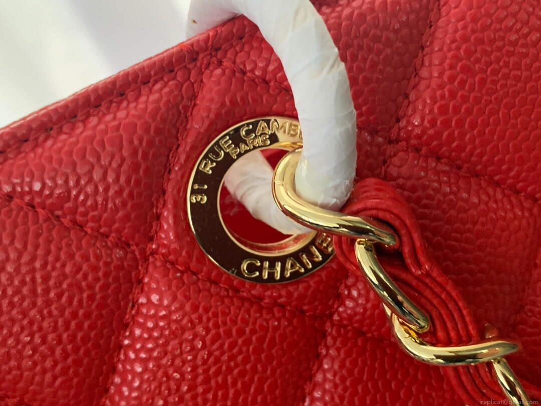 Chanel A50995 Matelasse GST Chain Tote bag caviar Calfskin leather Red Gold