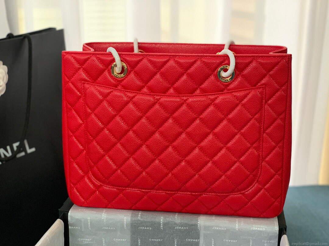 Chanel A50995 Matelasse GST Chain Tote bag caviar Calfskin leather Red Gold