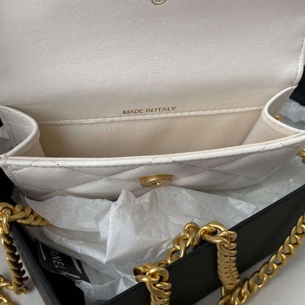 Chanel AP2635 Clutch With Chain Lambskin White