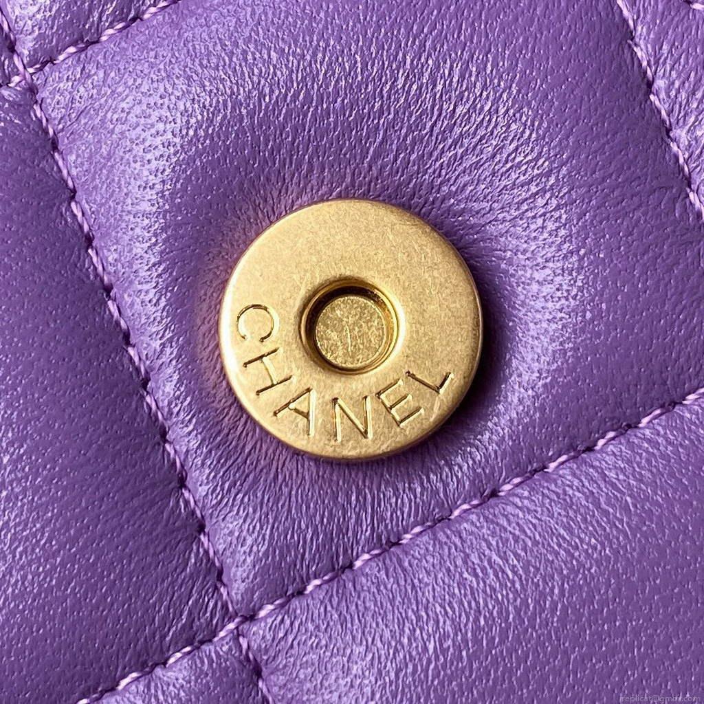 Chanel AP2635 Clutch With Chain Lambskin Purple