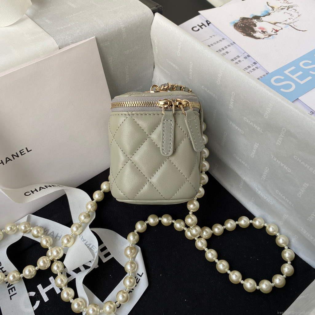 Chanel AP2581 Small Vanity with Chain lambskin Gray