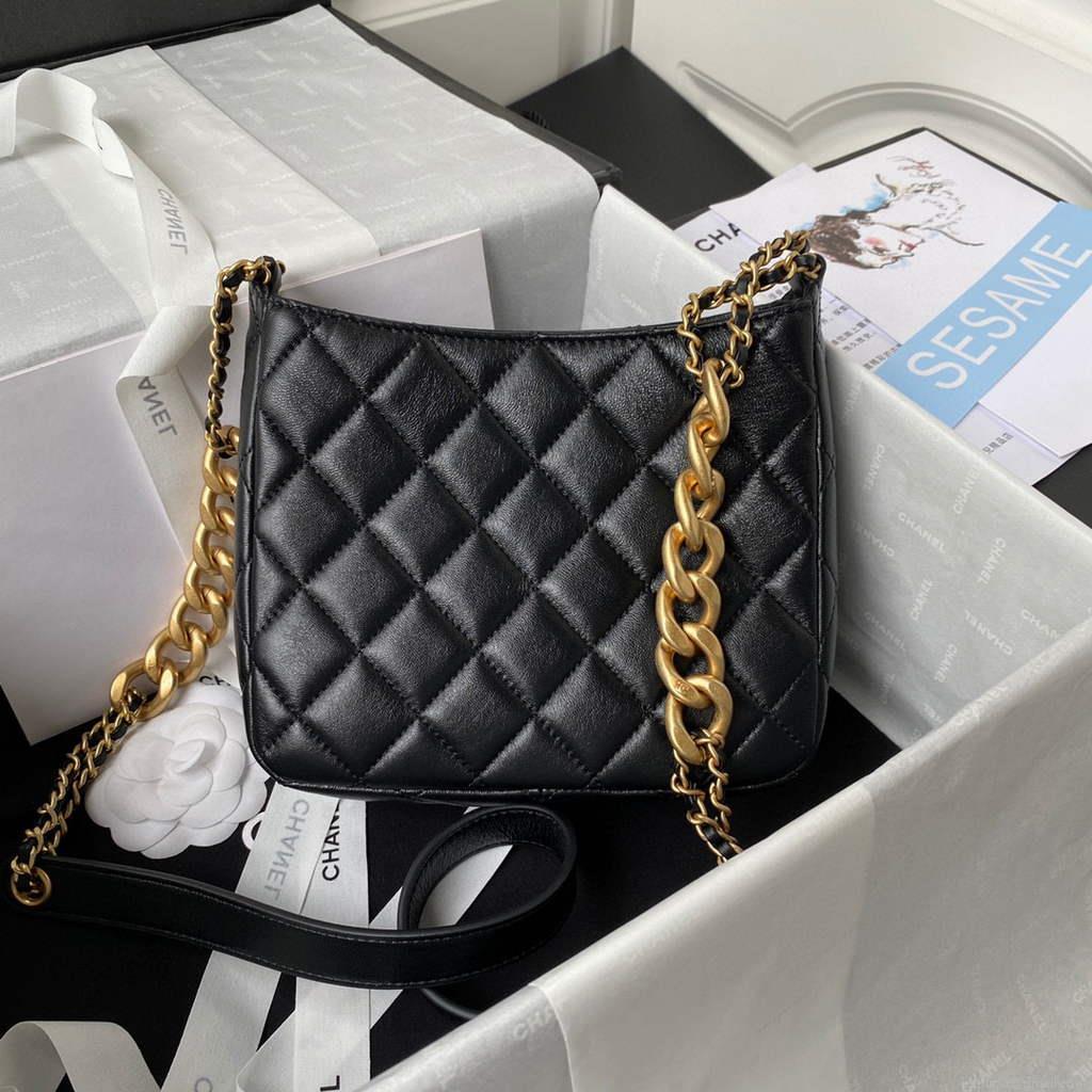 Chanel AS3112 Hobo Handbag Lambskin Black