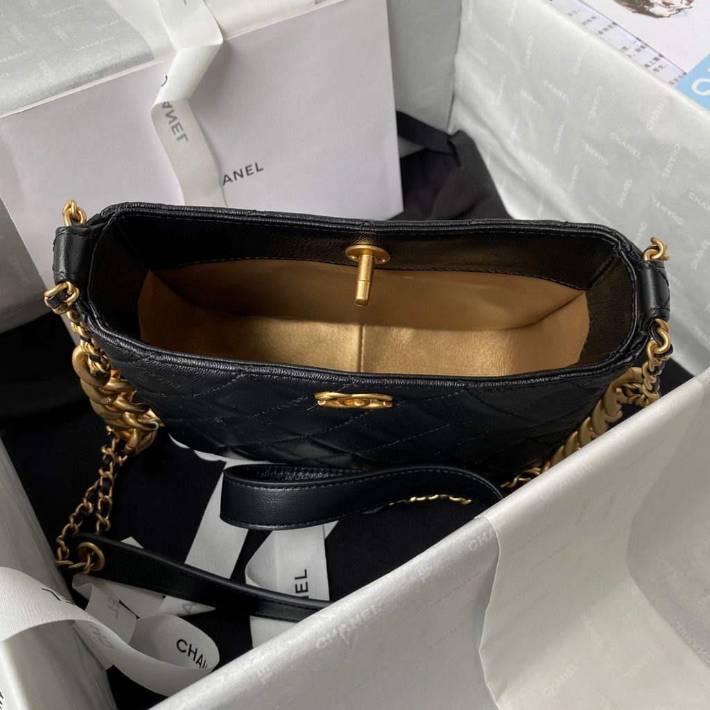 Chanel AS3112 Hobo Handbag Lambskin Black