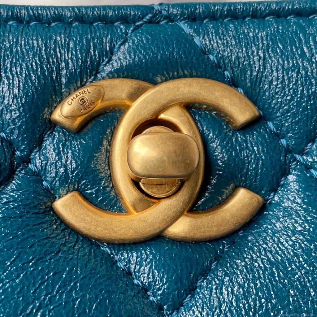 Chanel AS3112 Hobo Handbag Lambskin Blue