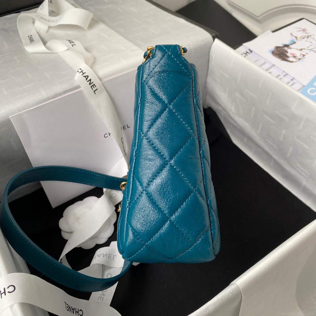 Chanel AS3112 Hobo Handbag Lambskin Blue