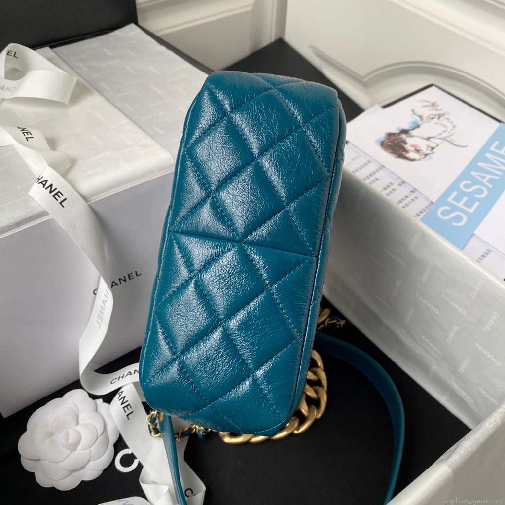 Chanel AS3112 Hobo Handbag Lambskin Blue