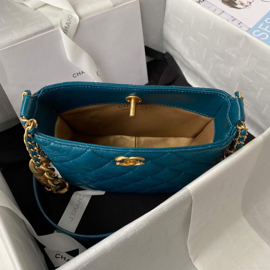 Chanel AS3112 Hobo Handbag Lambskin Blue