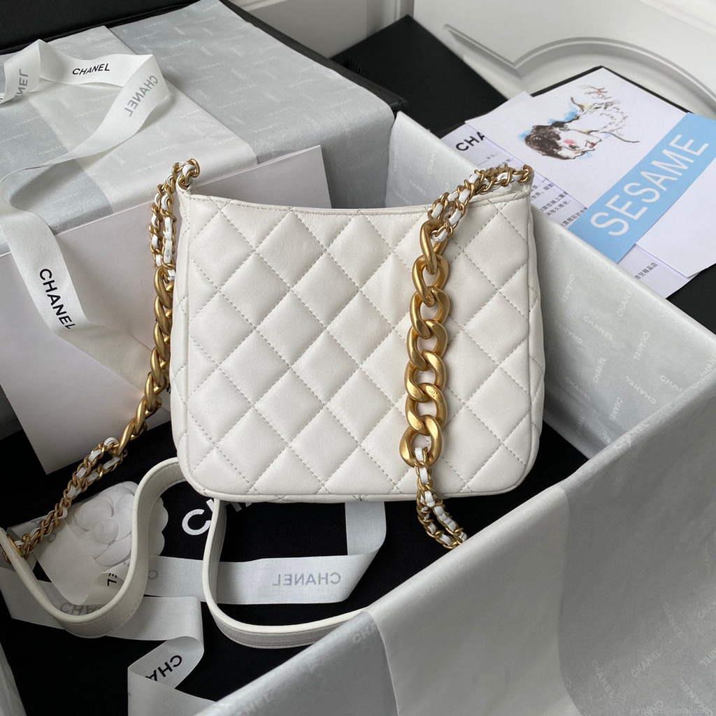 Chanel AS3112 Hobo Handbag Lambskin White