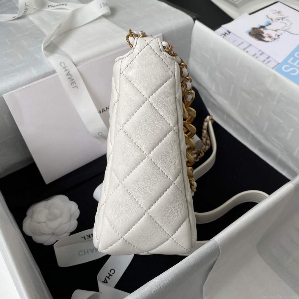 Chanel AS3112 Hobo Handbag Lambskin White