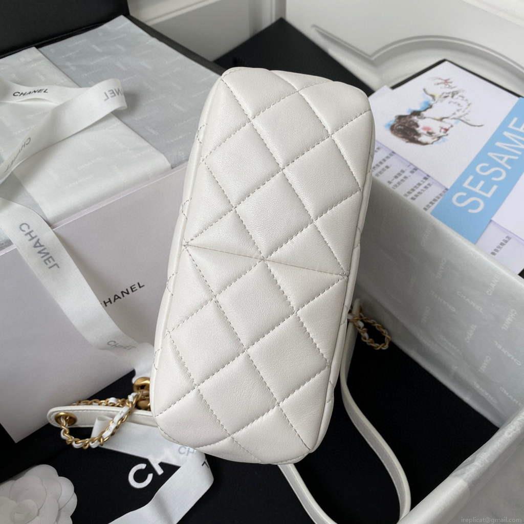 Chanel AS3112 Hobo Handbag Lambskin White