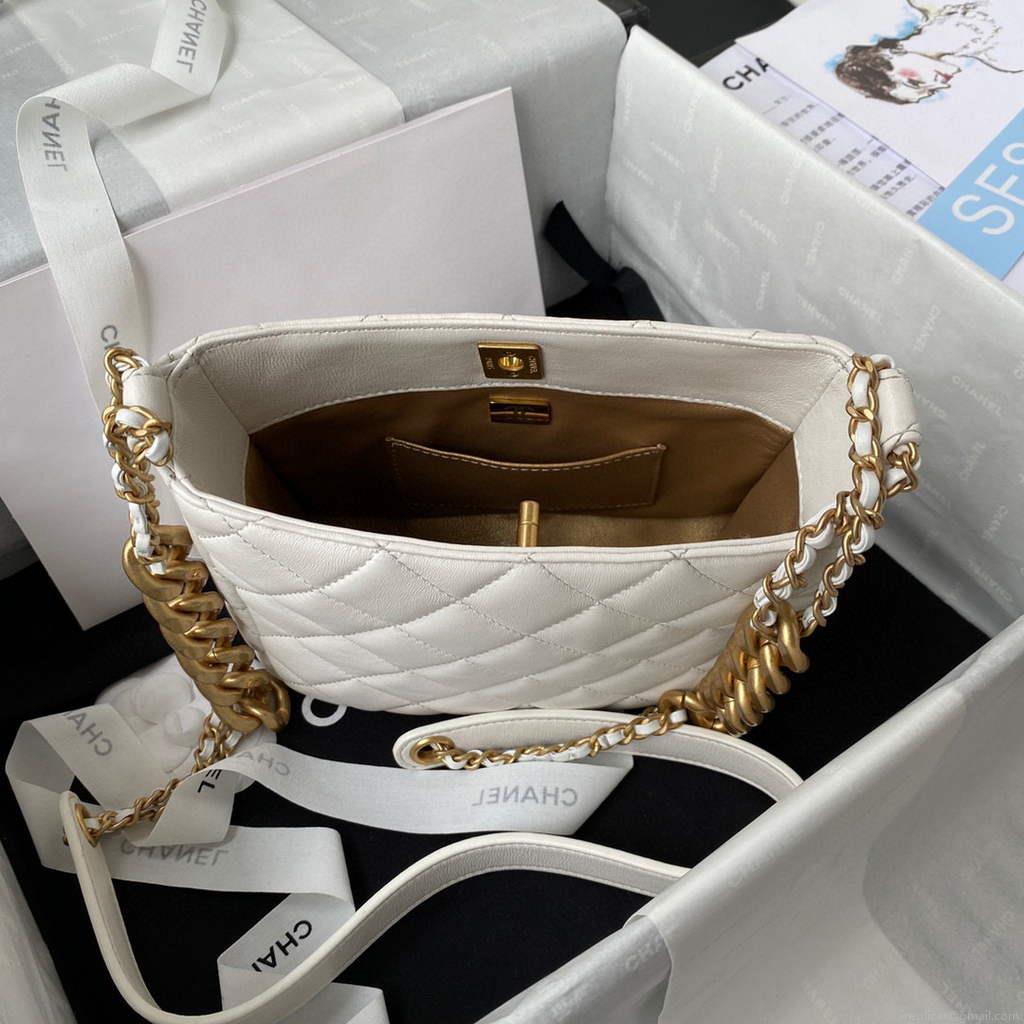 Chanel AS3112 Hobo Handbag Lambskin White