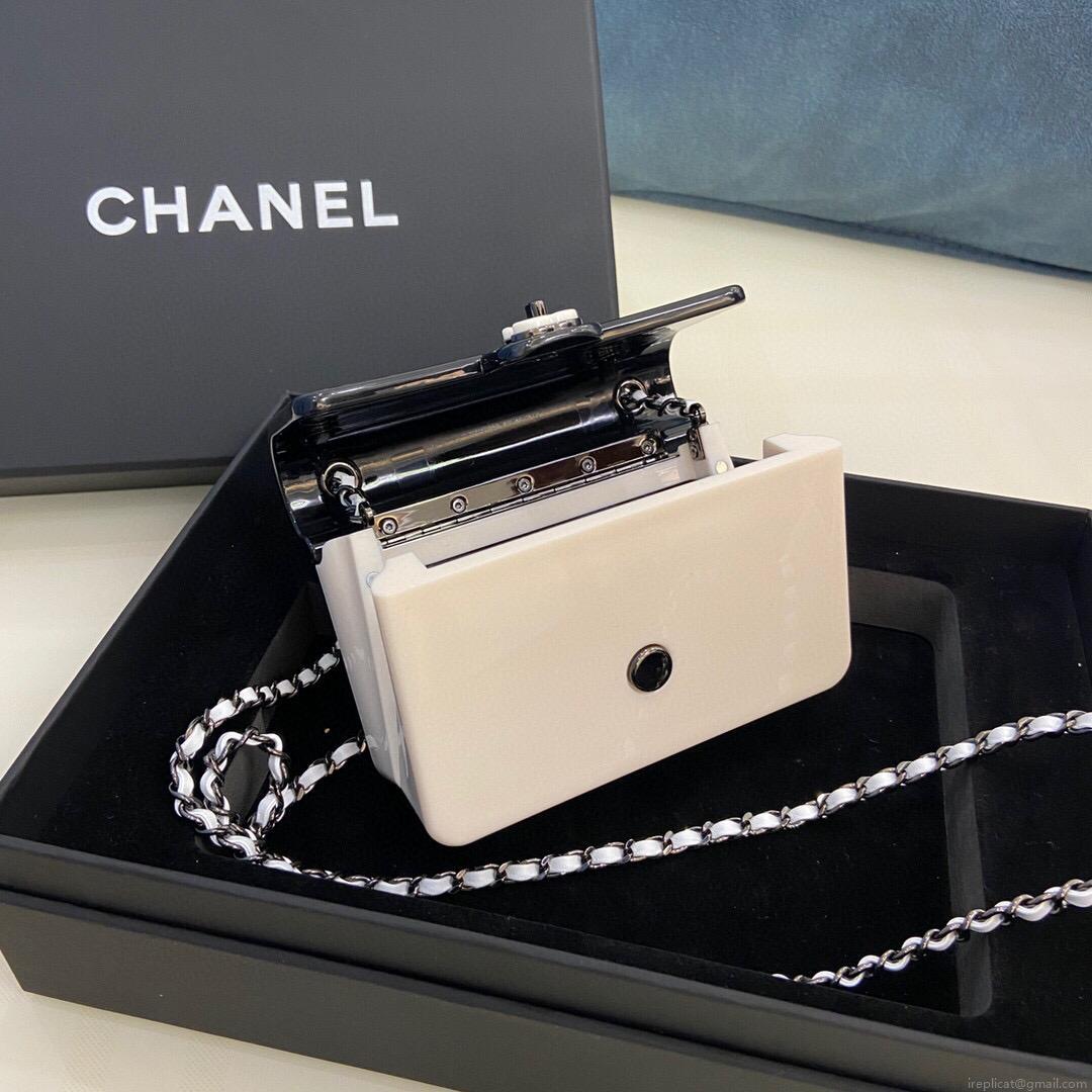 Chanel AS2534 Acrylic Mini Flap Bag White and Black