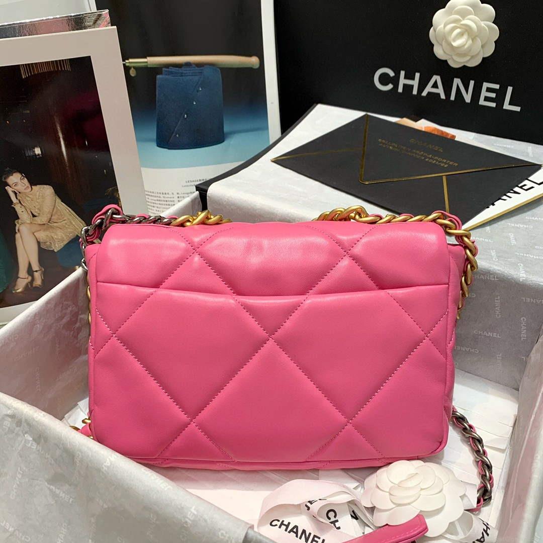 Chanel As1160 Chanel 19 Handbag Flap Lambskin B04852 94305 Rose Red