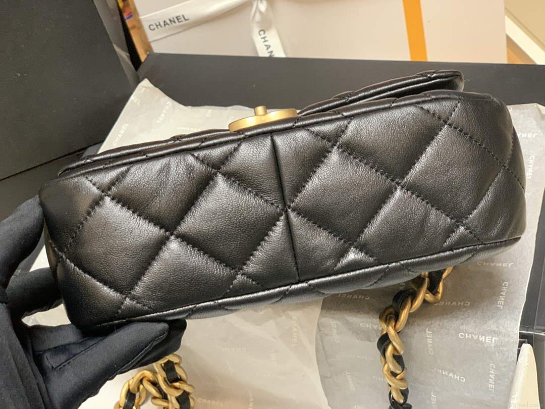 Chanel AS3206 Small Flap bag lambskin gold Black