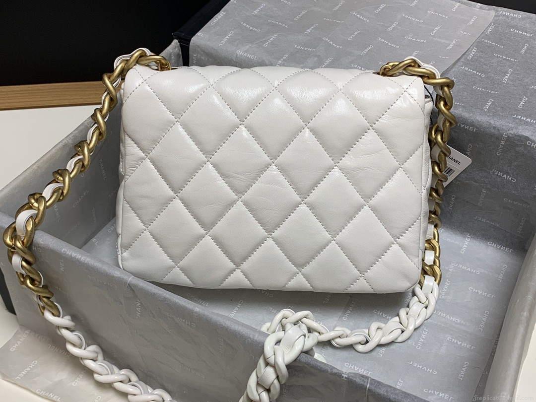 Chanel AS3206 Small Flap bag lambskin gold White