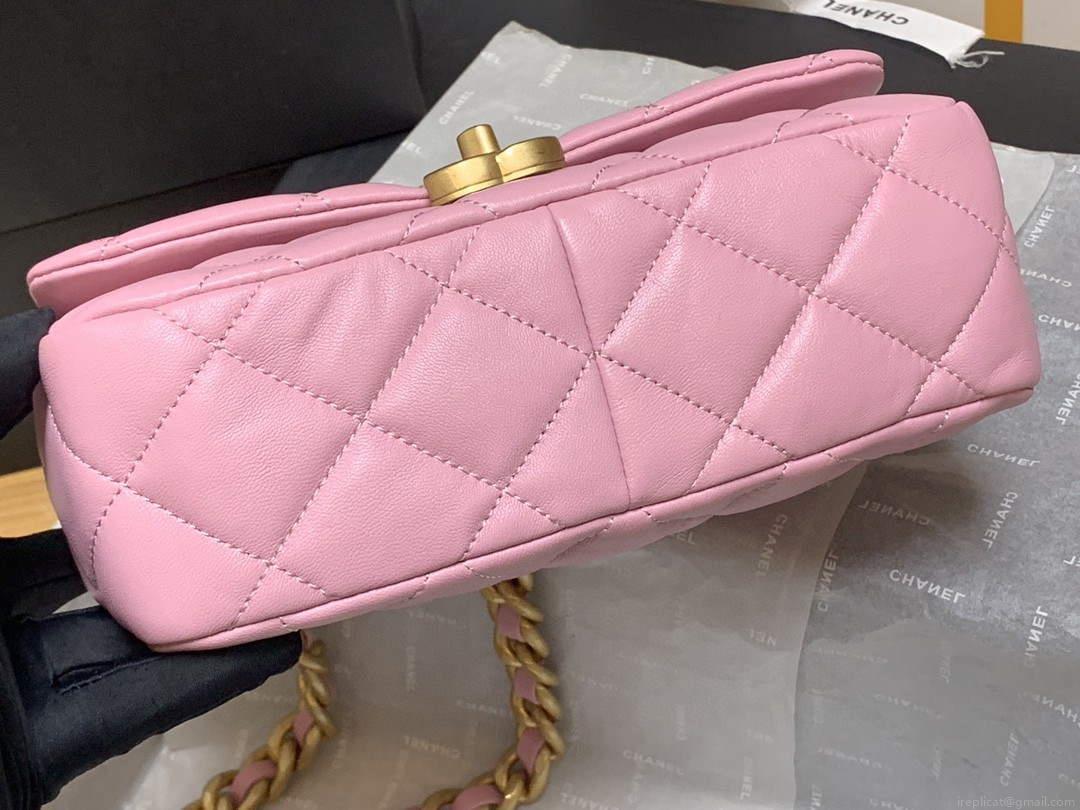 Chanel AS3206 Small Flap bag lambskin gold Pink