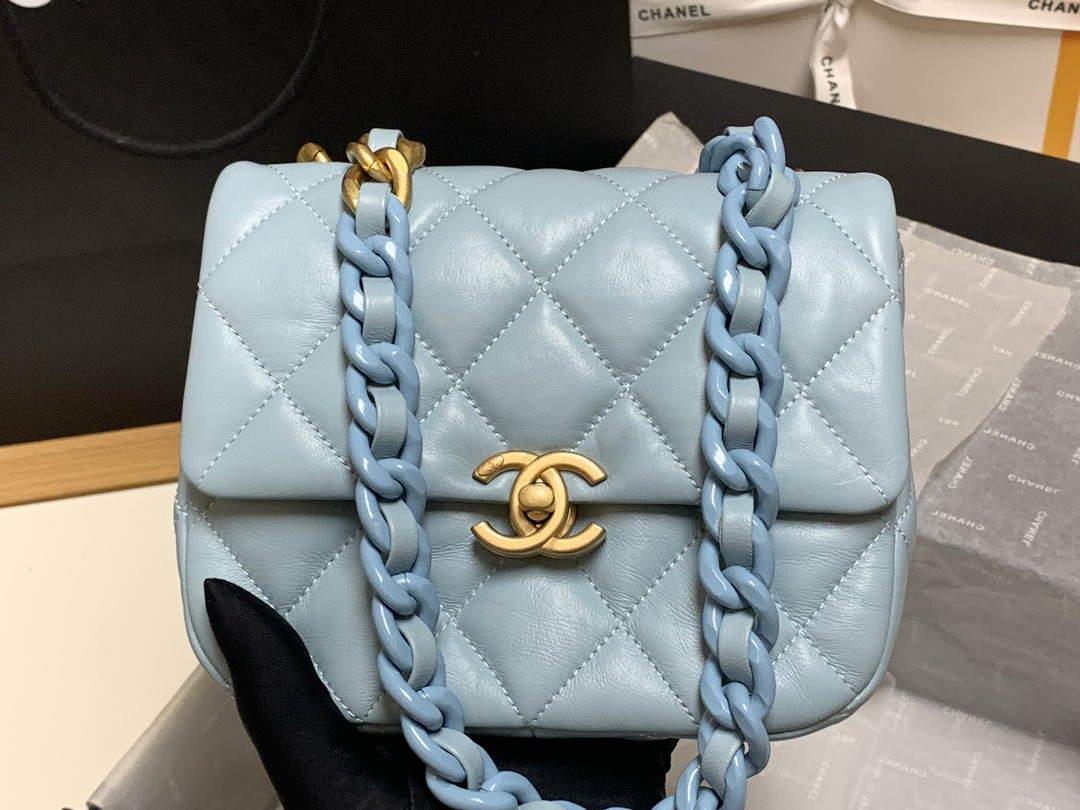 Chanel AS3205 Mini Flap bag lambskin gold Blue