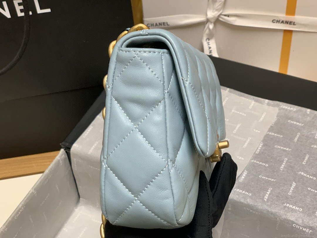 Chanel AS3205 Mini Flap bag lambskin gold Blue