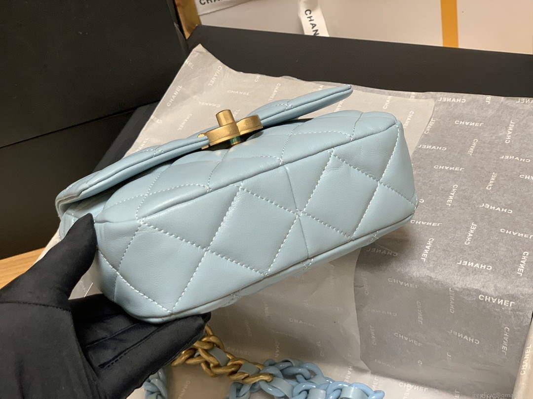 Chanel AS3205 Mini Flap bag lambskin gold Blue