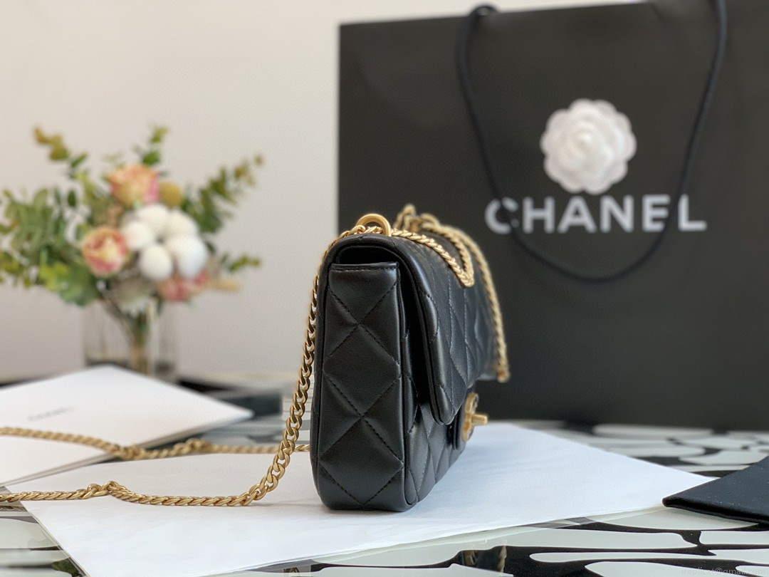 Chanel A09147 Shoulder Flap bag lambskin Black