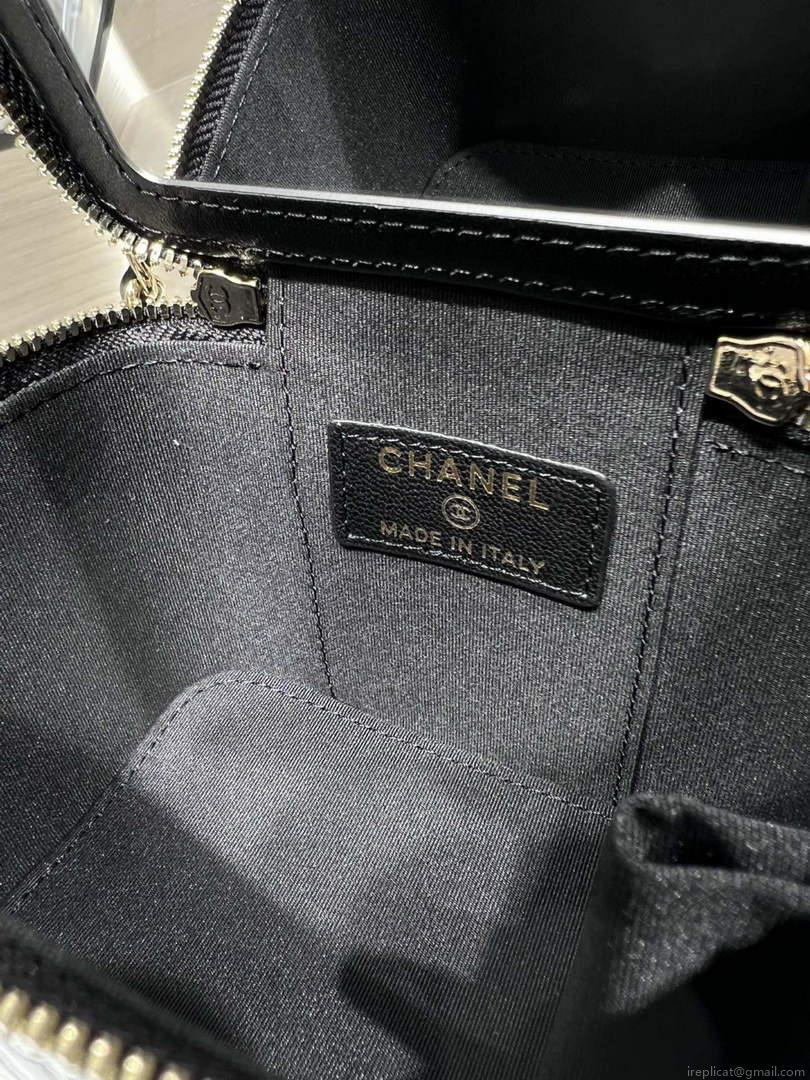 Chanel AP2198 Small Vanity With Chain and Top Handle Bag Lambskin Black