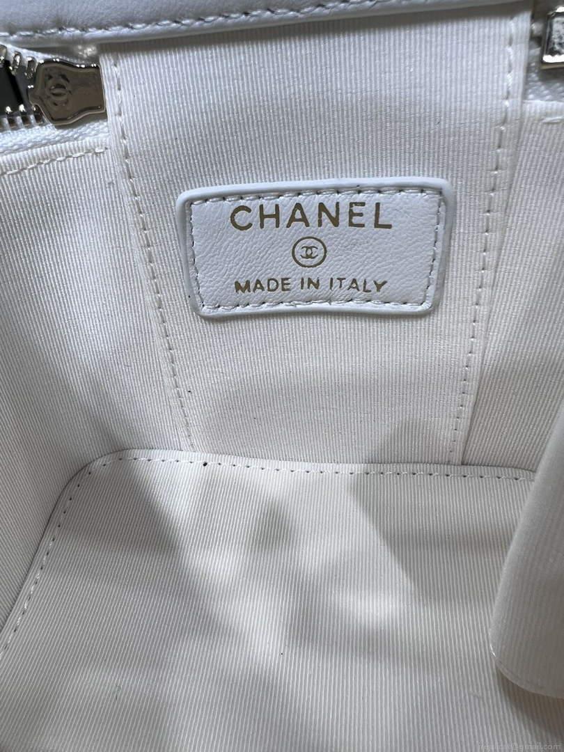 Chanel AP2198 Small Vanity With Chain and Top Handle Bag Lambskin White