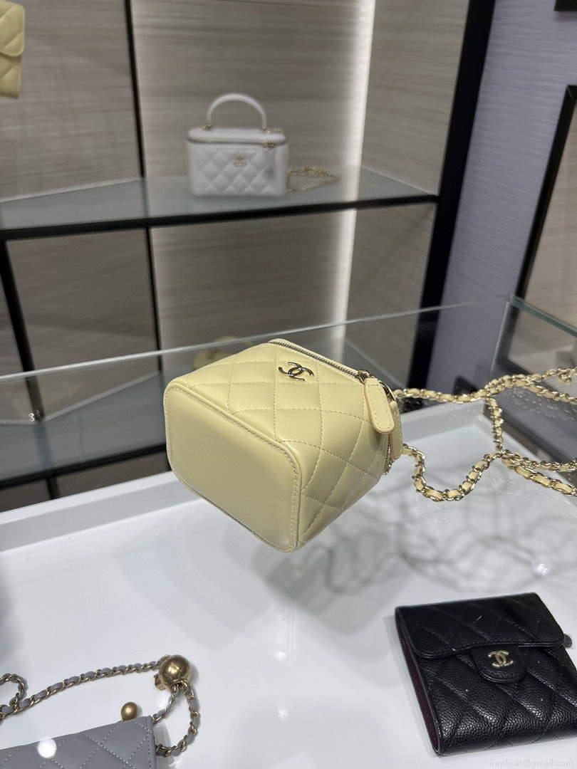 Chanel AP2198 Small Vanity With Chain and Top Handle Bag Lambskin Yellow