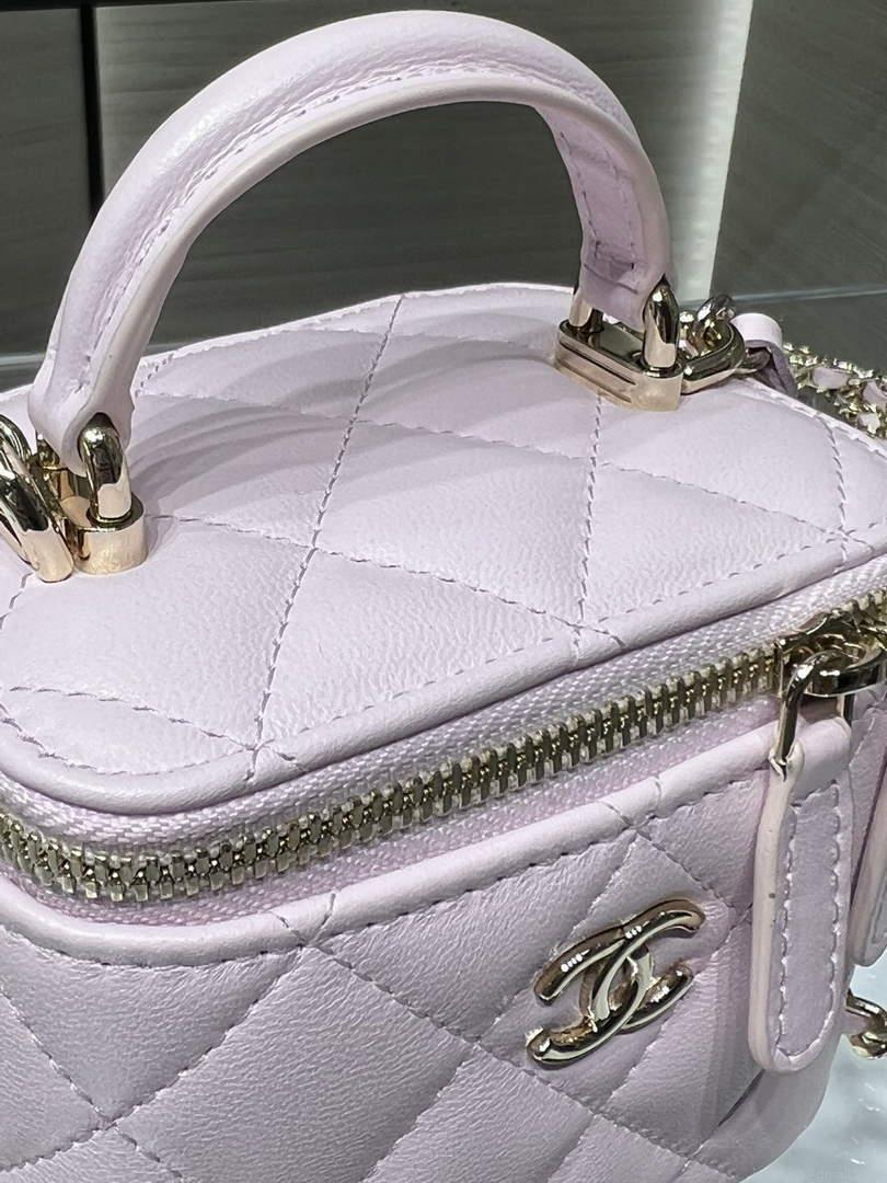 Chanel Small Vanity With Chain and Top Handle Bag Lambskin AP2198 Pink