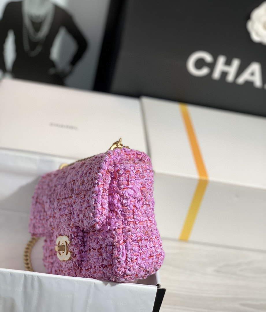 Chanel AS1116 Mini Flap bag 18cm Tweed Pink