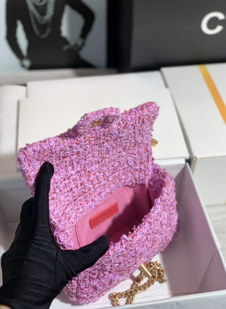 Chanel AS1116 Mini Flap bag 18cm Tweed Pink