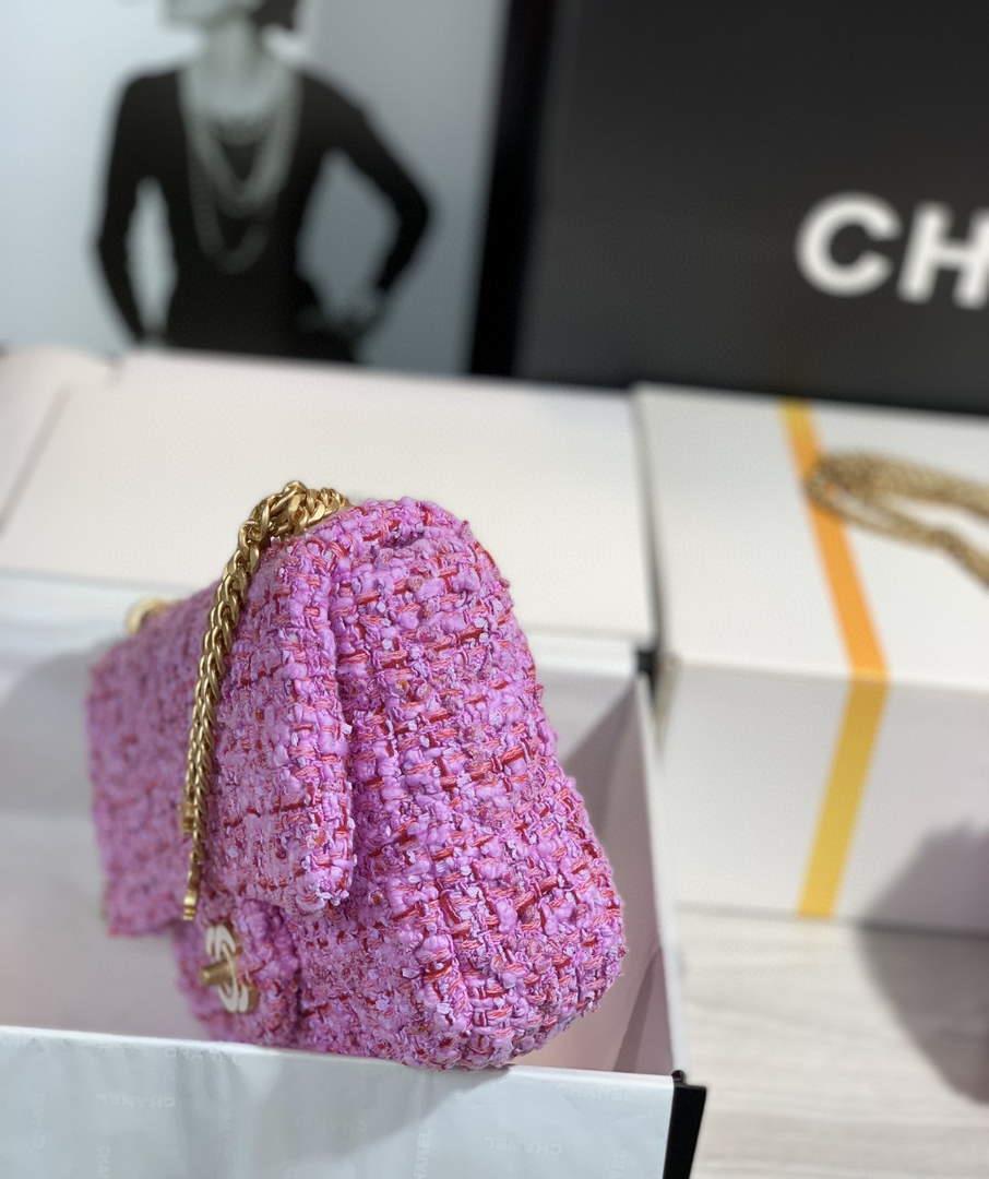 Chanel AS1116 Flap bag 21cm A69900 Tweed Pink