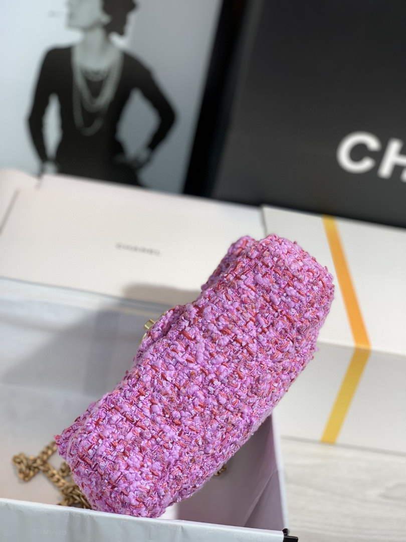 Chanel AS1116 Flap bag 21cm A69900 Tweed Pink