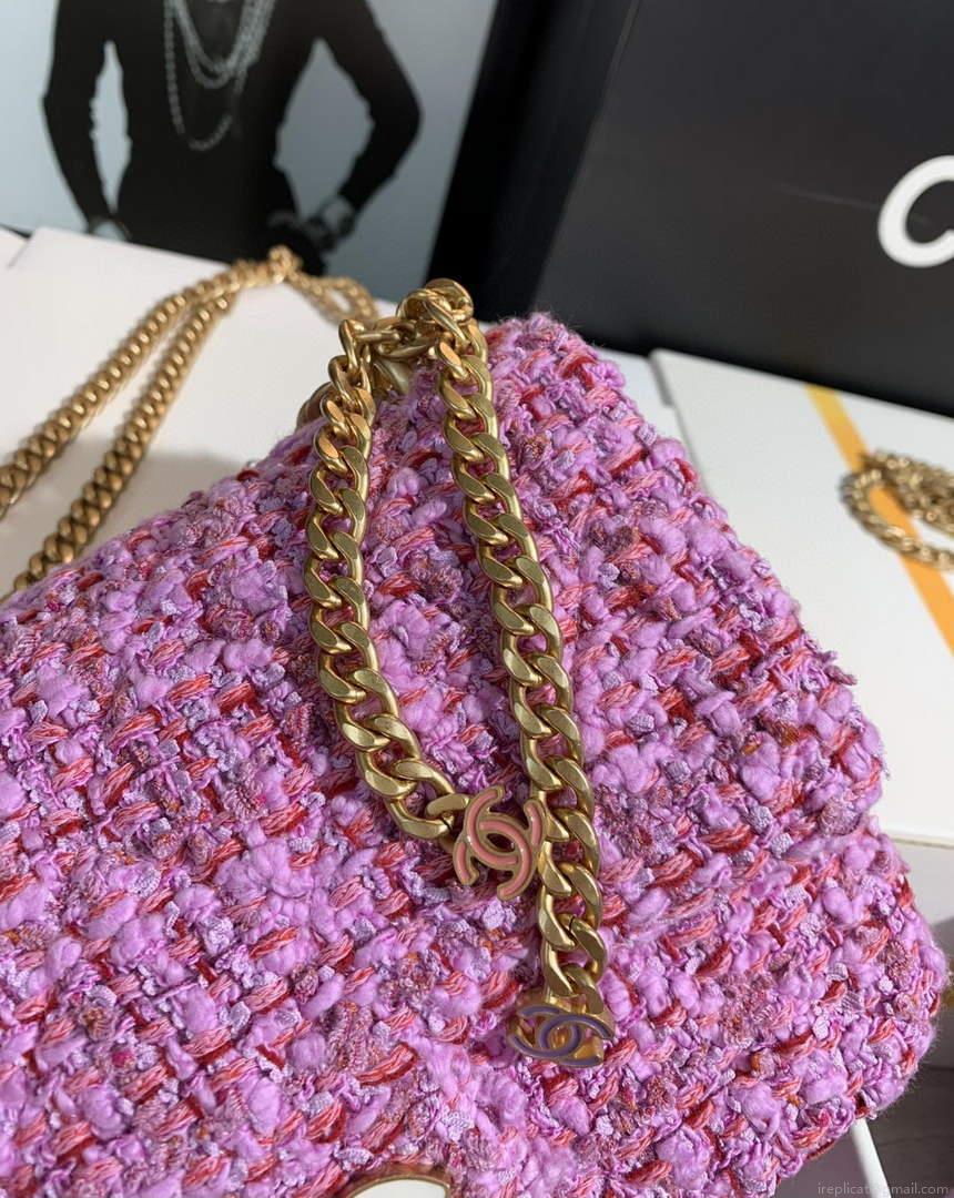 Chanel AS1116 Flap bag 21cm A69900 Tweed Pink