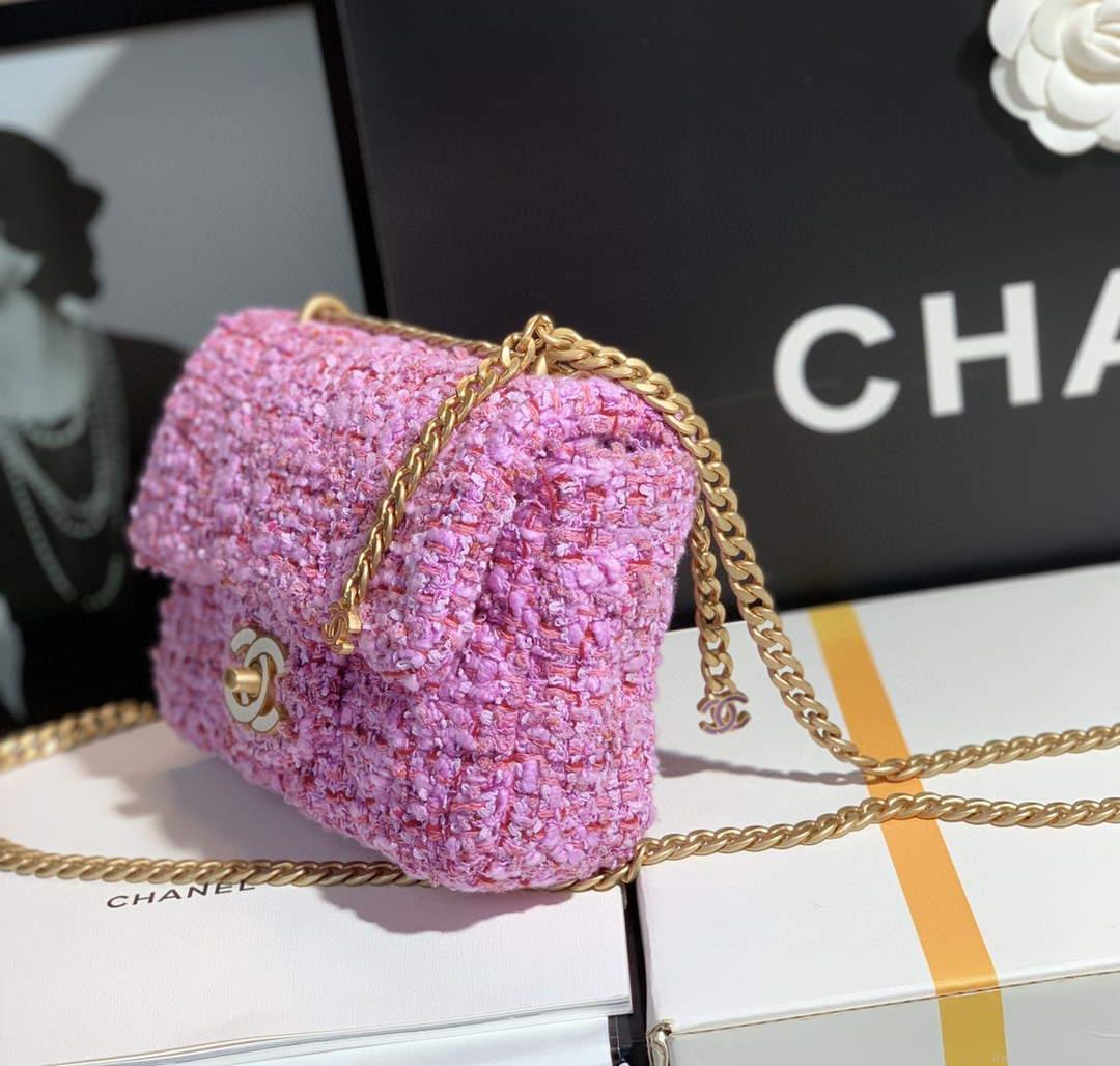 Chanel AS1116 Flap bag 21cm A69900 Tweed Pink