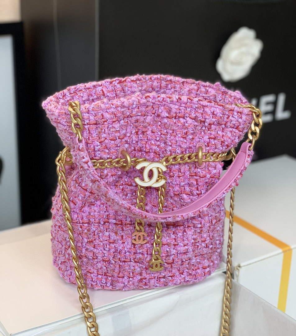 Chanel AS3117 Bucket Bag Tweed Pink