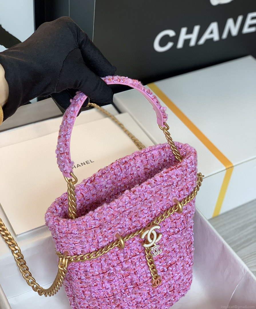 Chanel AS3117 Bucket Bag Tweed Pink