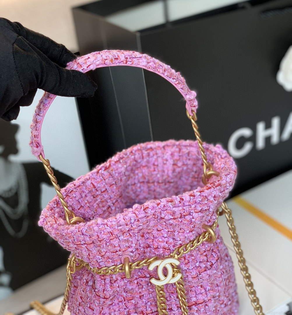 Chanel AS3117 Bucket Bag Tweed Pink